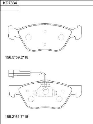 Asimco KD7334 - Kit de plaquettes de frein, frein à disque cwaw.fr