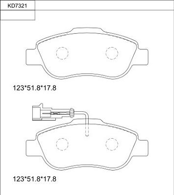 Asimco KD7321 - Kit de plaquettes de frein, frein à disque cwaw.fr