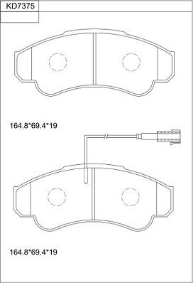 Asimco KD7375 - Kit de plaquettes de frein, frein à disque cwaw.fr