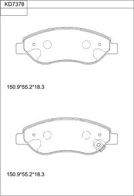 Asimco KD7378 - Kit de plaquettes de frein, frein à disque cwaw.fr