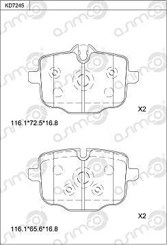 Asimco KD7245 - Kit de plaquettes de frein, frein à disque cwaw.fr