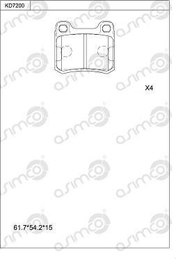 Asimco KD7200 - Kit de plaquettes de frein, frein à disque cwaw.fr