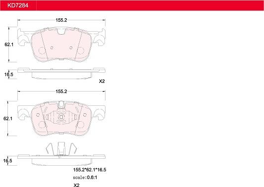 Asimco KD7284 - Kit de plaquettes de frein, frein à disque cwaw.fr