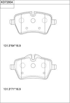 Asimco KD72804 - Kit de plaquettes de frein, frein à disque cwaw.fr