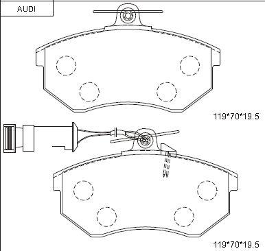 Asimco KD7700 - Kit de plaquettes de frein, frein à disque cwaw.fr