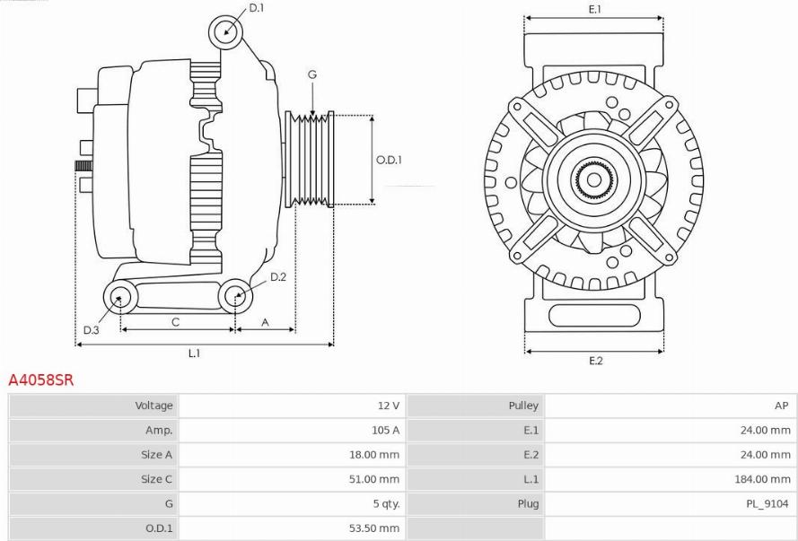 AS-PL A4058SR - Alternateur cwaw.fr