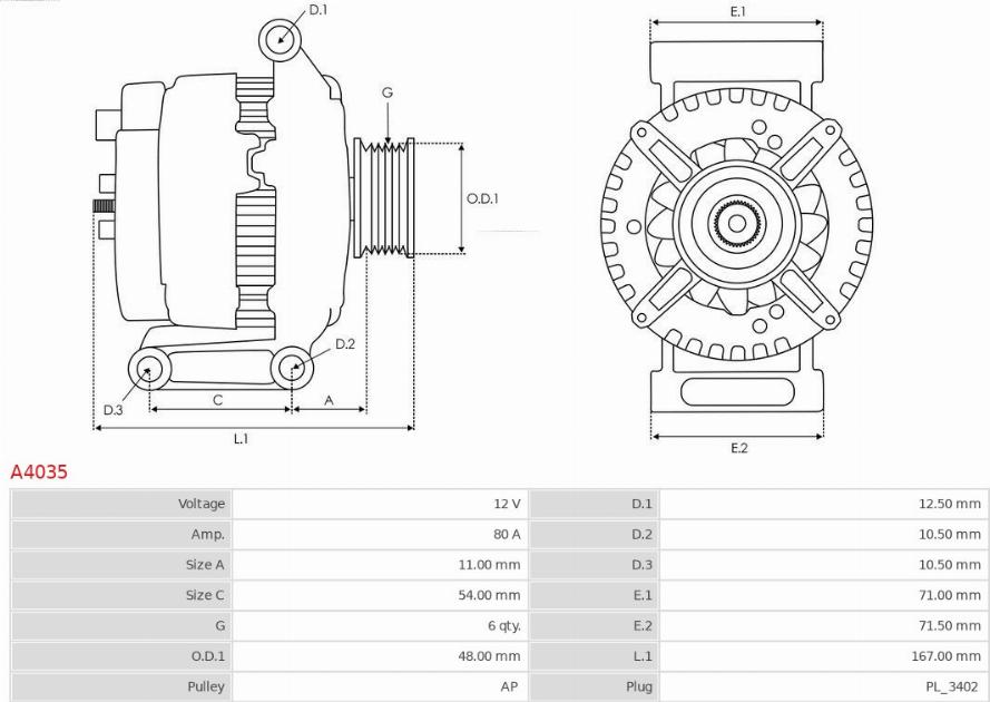 AS-PL A4035 - Alternateur cwaw.fr