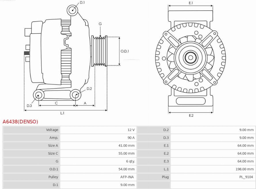 AS-PL A6438(DENSO) - Alternateur cwaw.fr