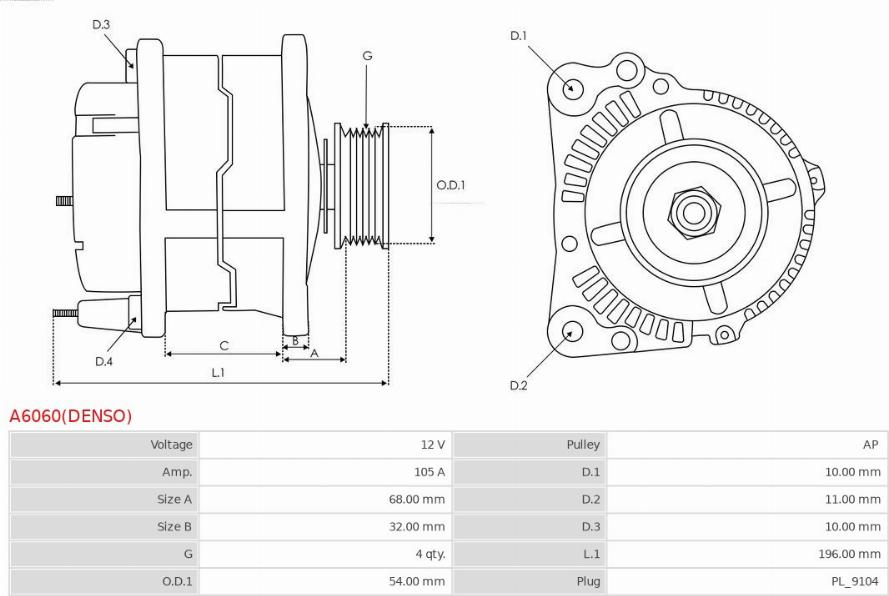 AS-PL A6060(DENSO) - Alternateur cwaw.fr