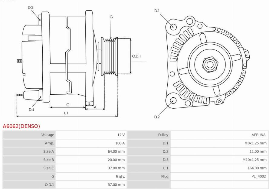 AS-PL A6062(DENSO) - Alternateur cwaw.fr