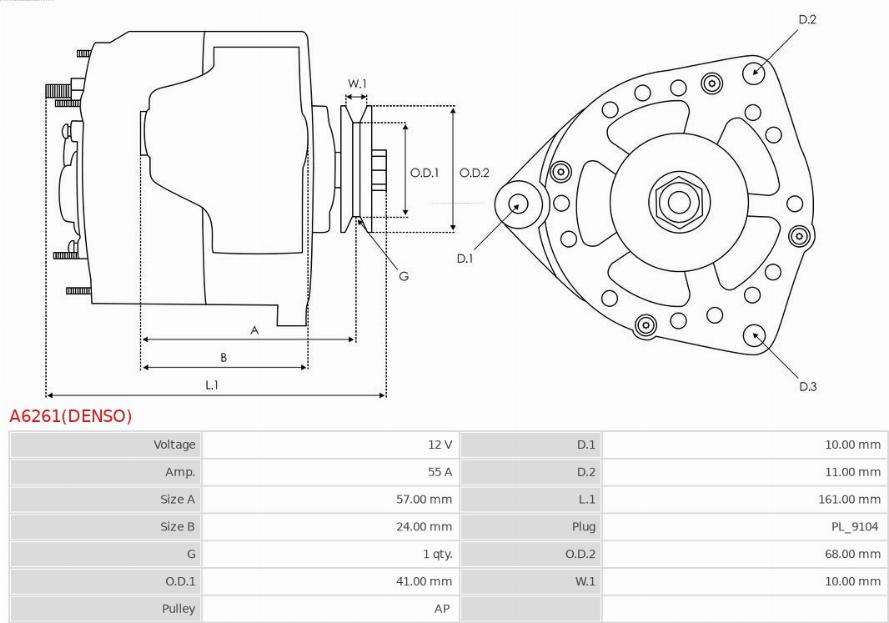 AS-PL A6261(DENSO) - Alternateur cwaw.fr