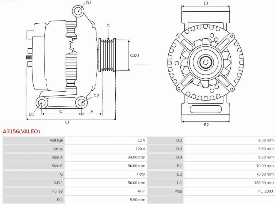 AS-PL A3156(VALEO) - Alternateur cwaw.fr