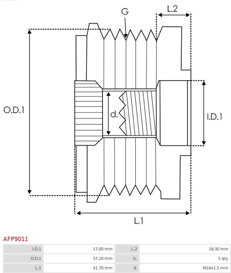 AS-PL AFP9011 - Poulie, alternateur cwaw.fr