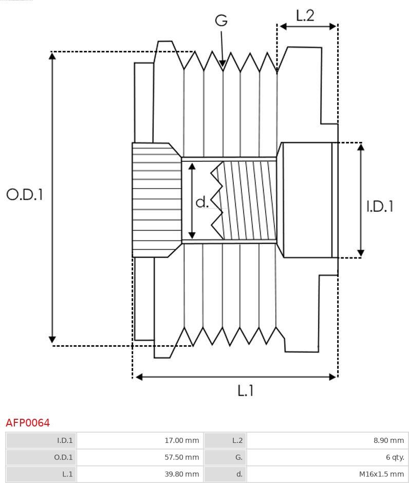 AS-PL AFP0064 - Poulie, alternateur cwaw.fr