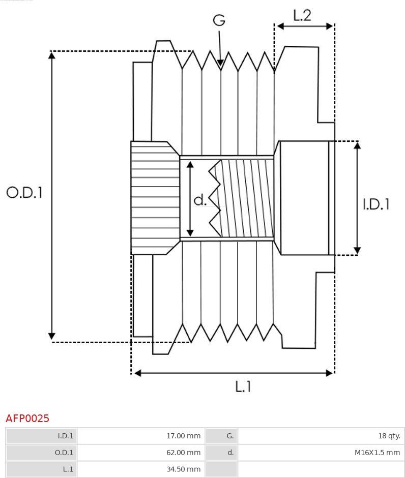 AS-PL AFP0025 - Poulie, alternateur cwaw.fr