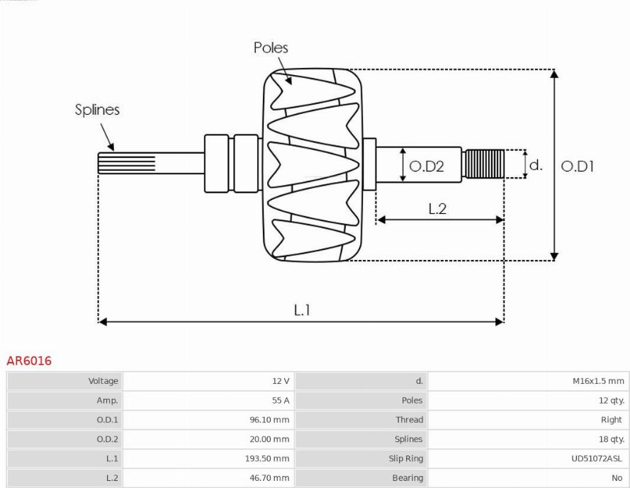 AS-PL AR6016 - Rotor, alternateur cwaw.fr