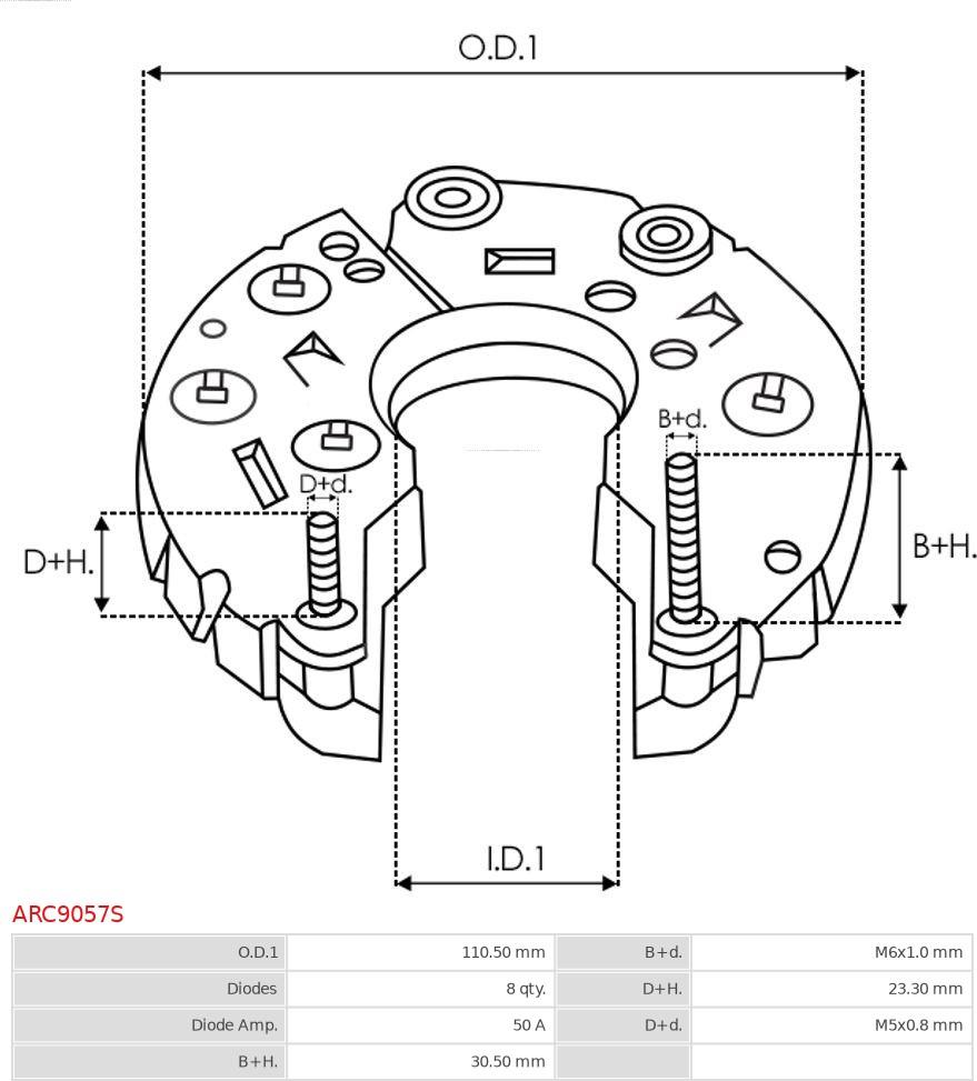 AS-PL ARC9057S - Pont de diodes, alternateur cwaw.fr