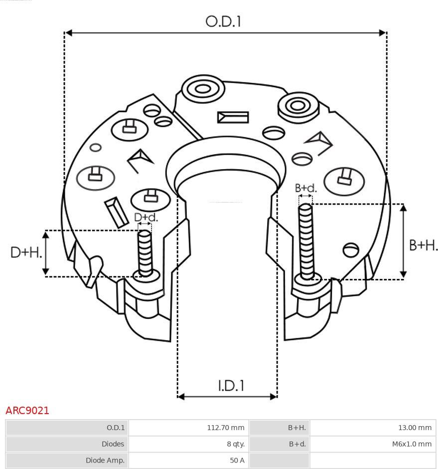 AS-PL ARC9021 - Pont de diodes, alternateur cwaw.fr