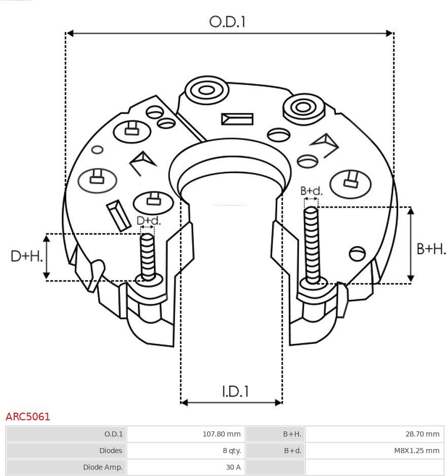 AS-PL ARC5061 - Pont de diodes, alternateur cwaw.fr