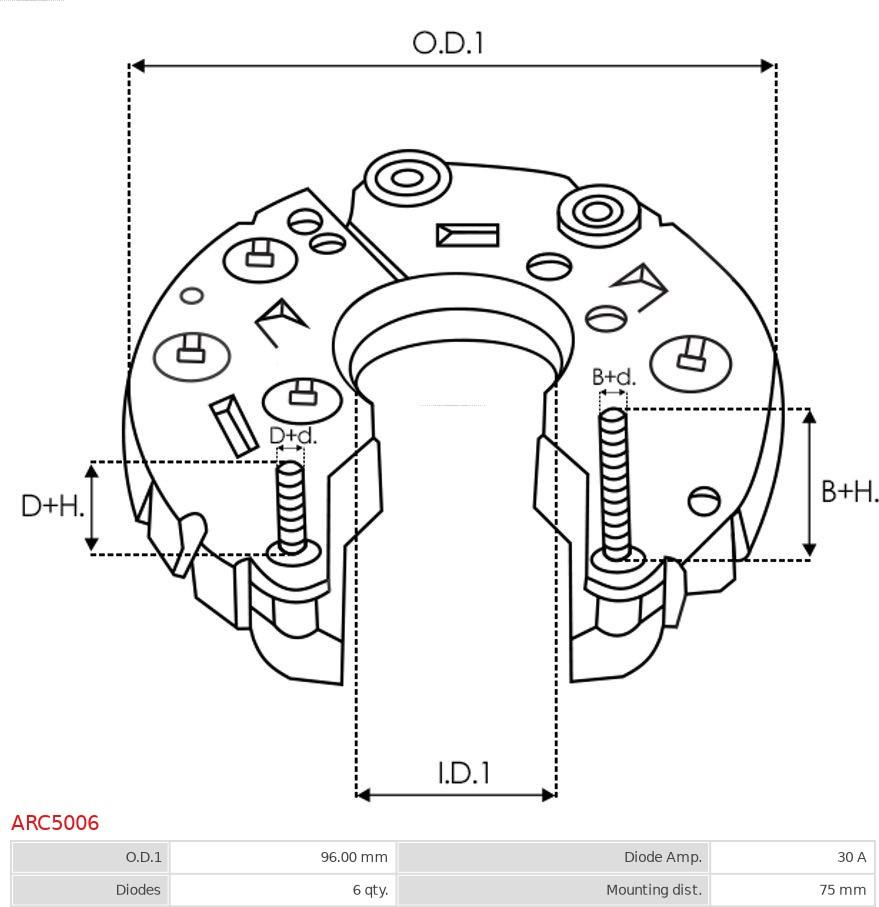 AS-PL ARC5006 - Pont de diodes, alternateur cwaw.fr