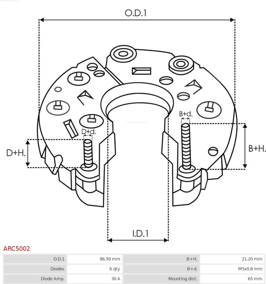 AS-PL ARC5002 - Pont de diodes, alternateur cwaw.fr