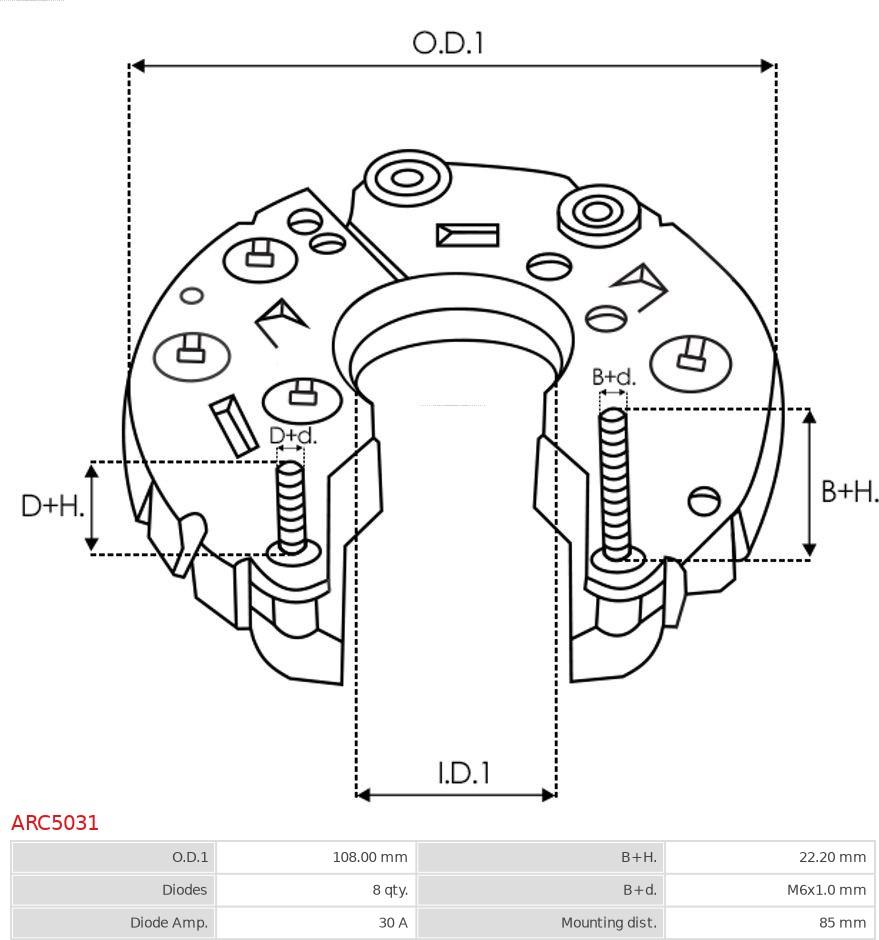 AS-PL ARC5031 - Pont de diodes, alternateur cwaw.fr