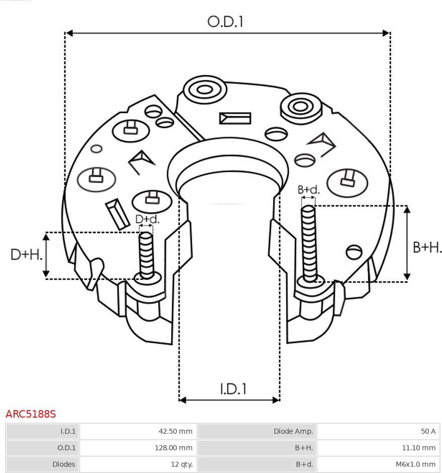 AS-PL ARC5188S - Pont de diodes, alternateur cwaw.fr