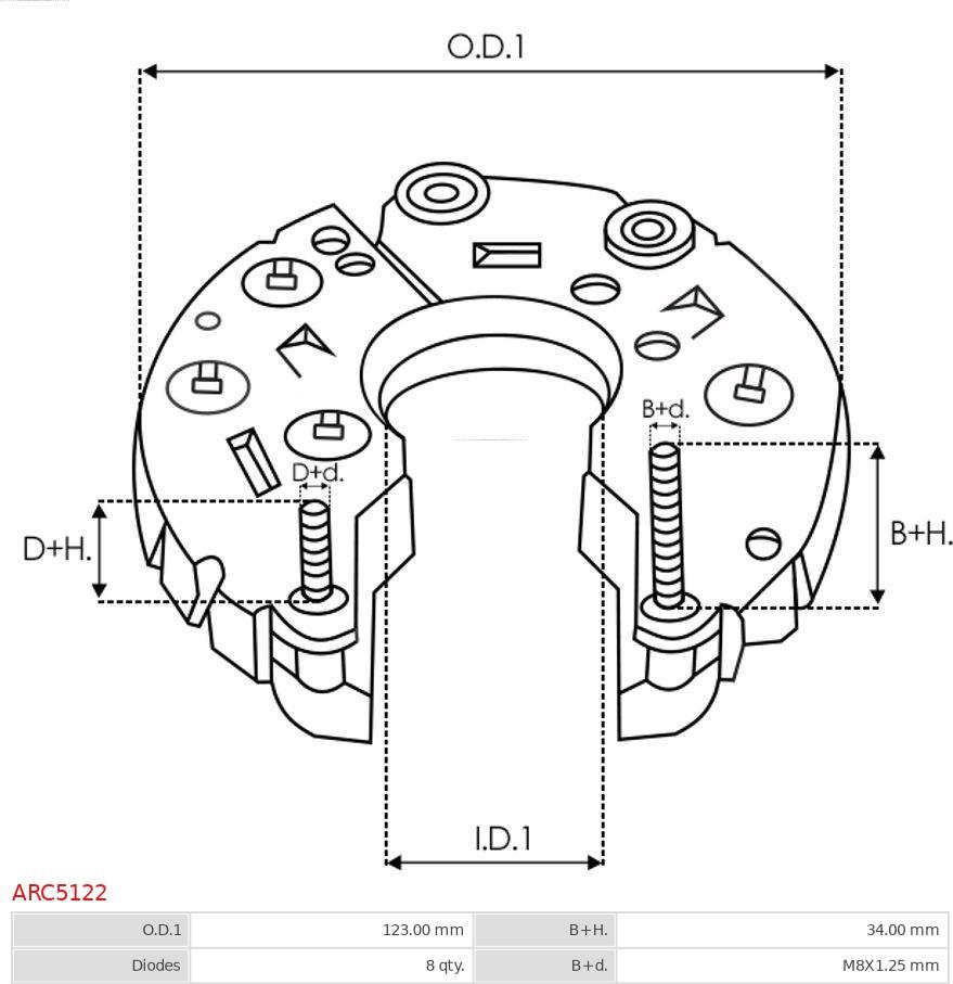 AS-PL ARC5122 - Pont de diodes, alternateur cwaw.fr