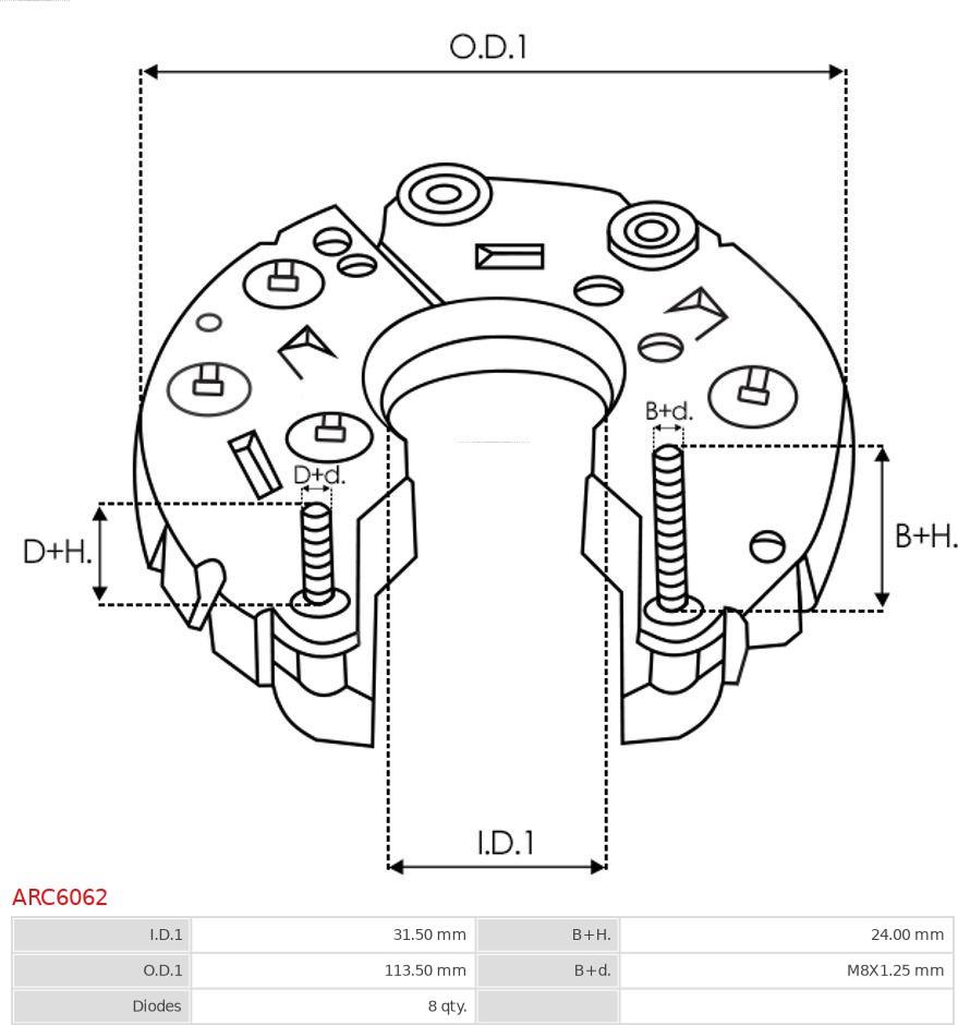 AS-PL ARC6062 - Pont de diodes, alternateur cwaw.fr