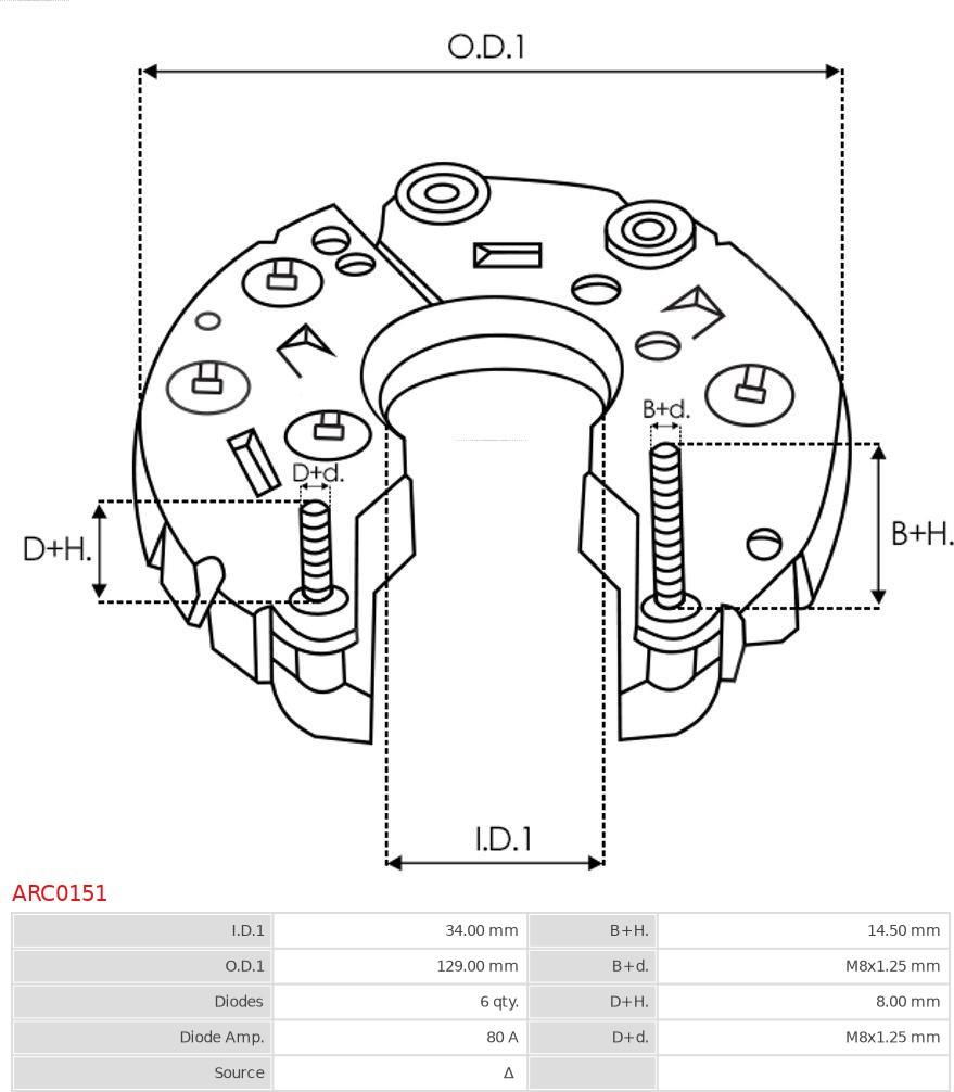 AS-PL ARC0151 - Pont de diodes, alternateur cwaw.fr