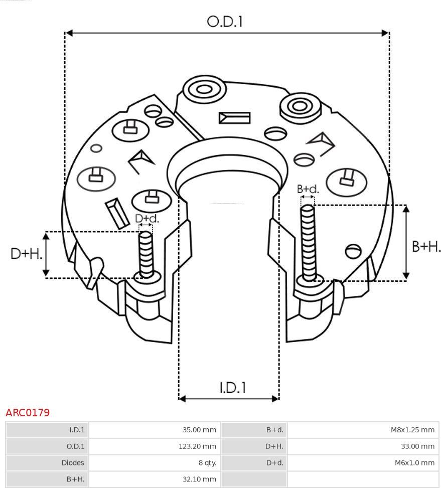 AS-PL ARC0179 - Pont de diodes, alternateur cwaw.fr