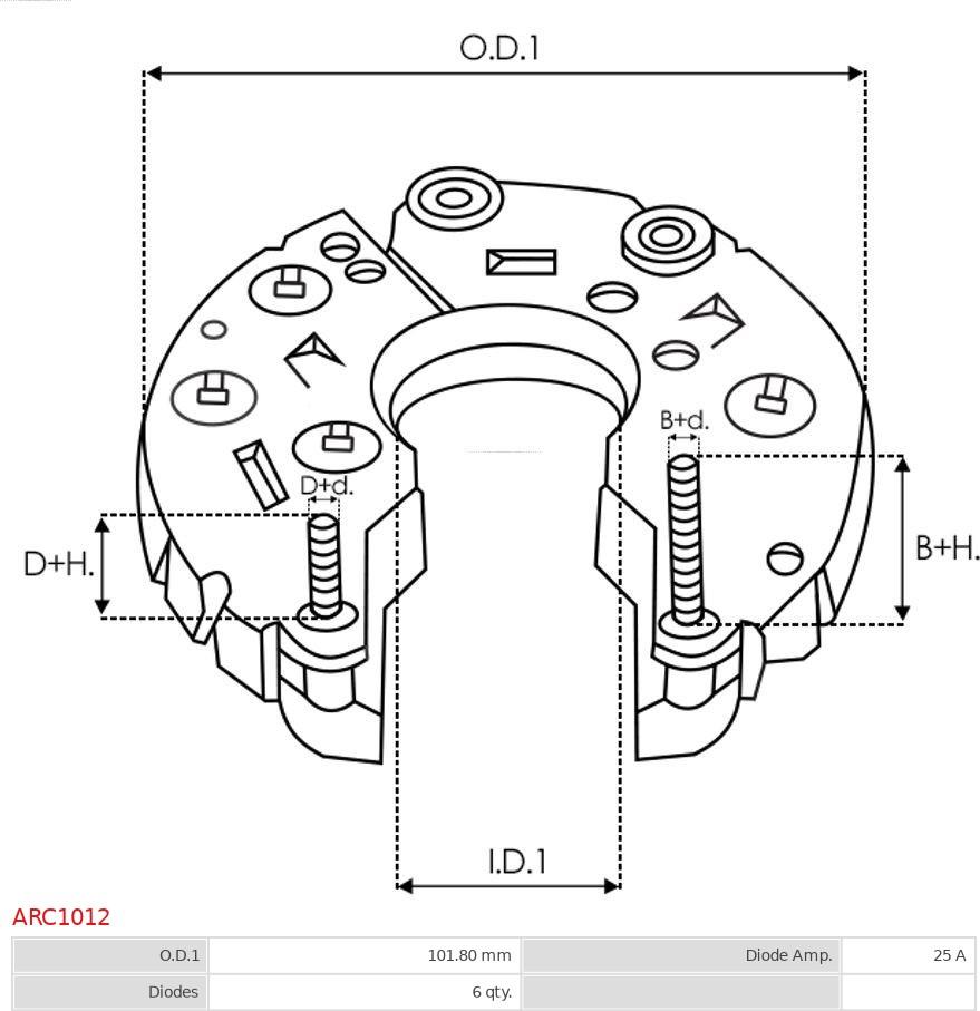 AS-PL ARC1012 - Pont de diodes, alternateur cwaw.fr