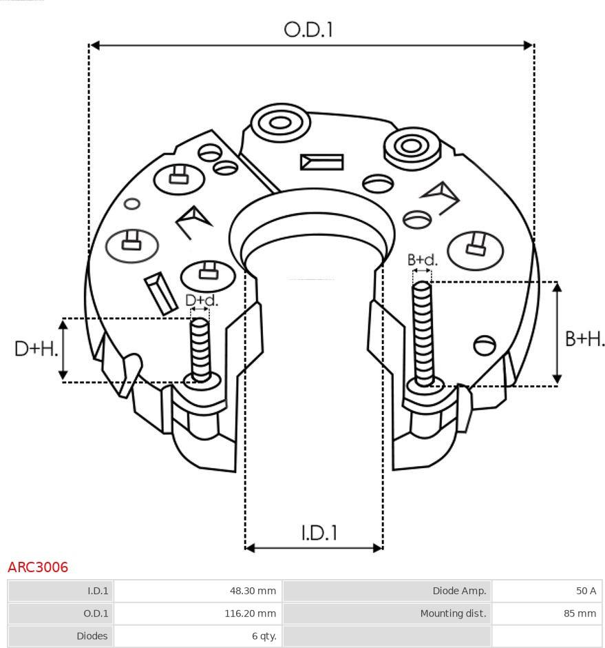 AS-PL ARC3006 - Pont de diodes, alternateur cwaw.fr