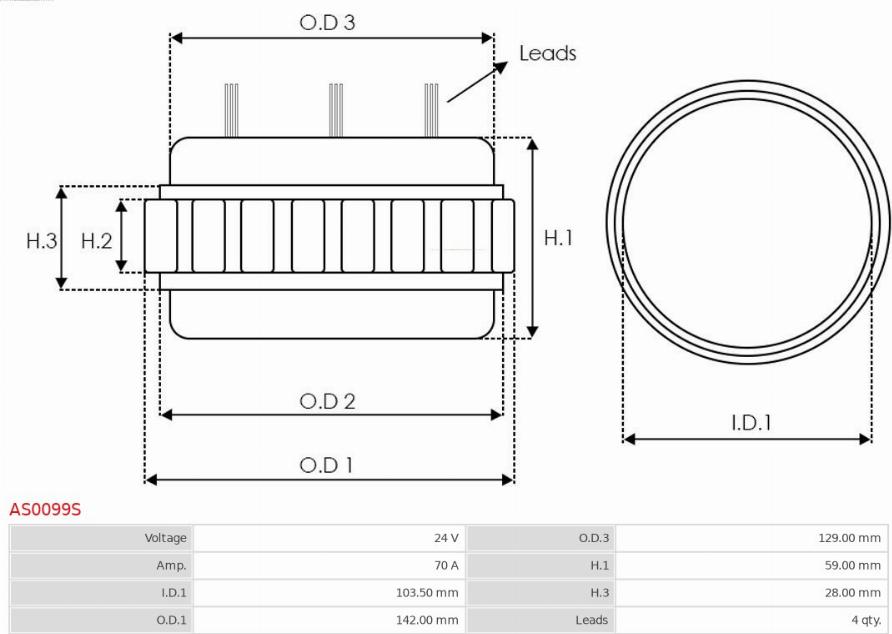 AS-PL AS0099S - Stator, alternateur cwaw.fr