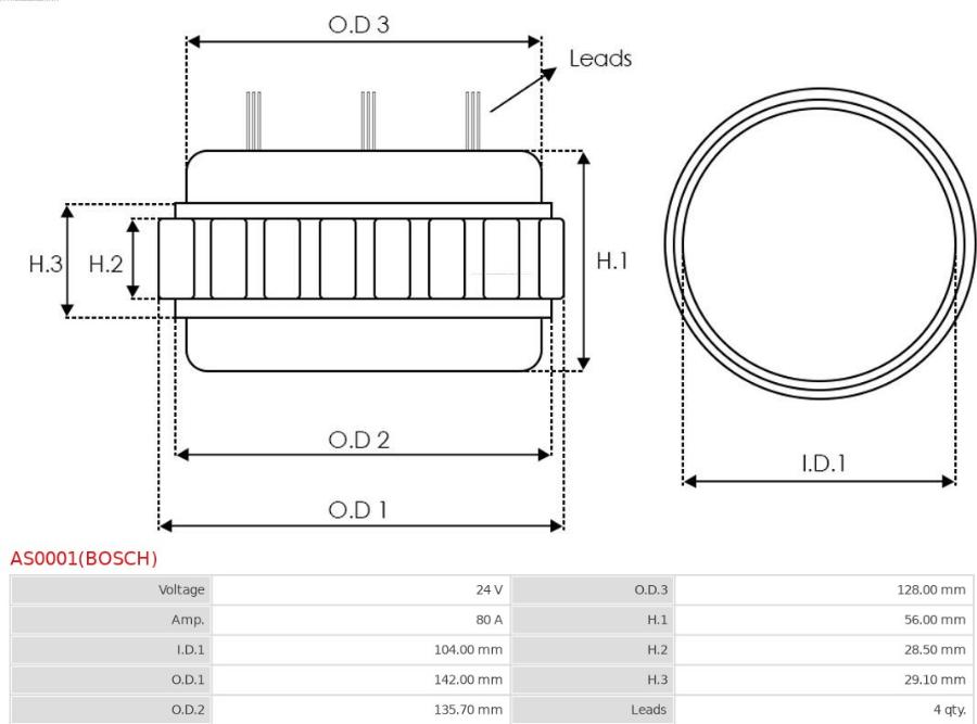 AS-PL AS0001(BOSCH) - Stator, alternateur cwaw.fr