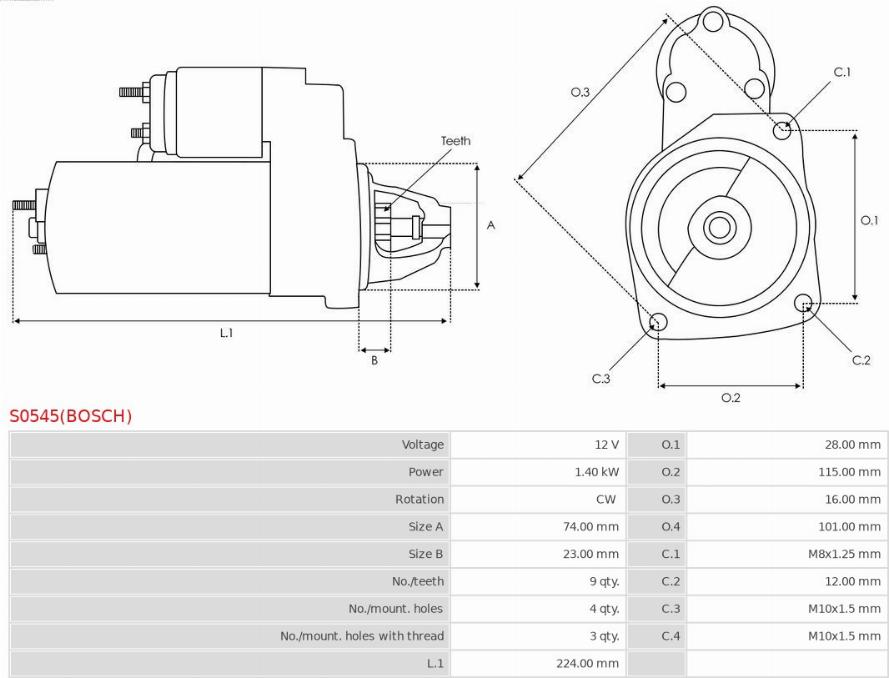 AS-PL S0545(BOSCH) - Démarreur cwaw.fr