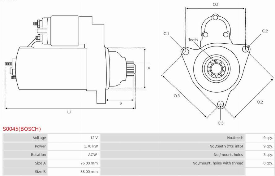 AS-PL S0045(BOSCH) - Démarreur cwaw.fr