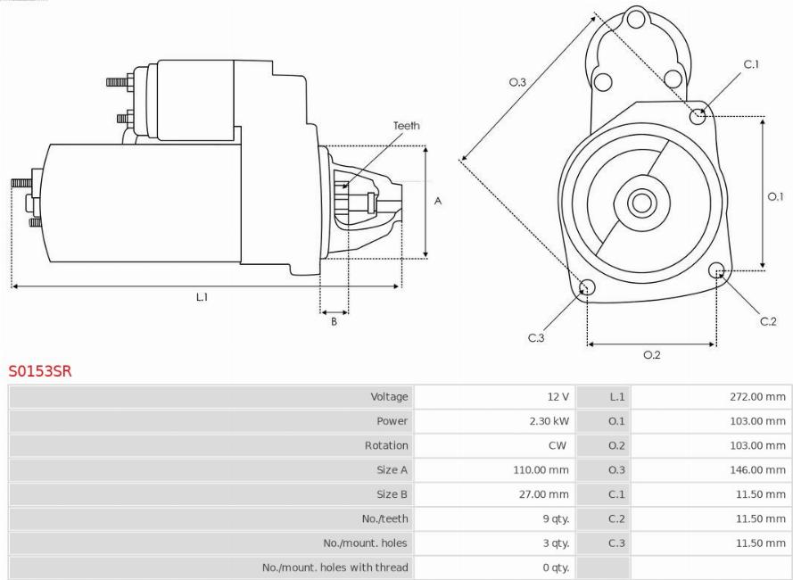 AS-PL S0153SR - Démarreur cwaw.fr