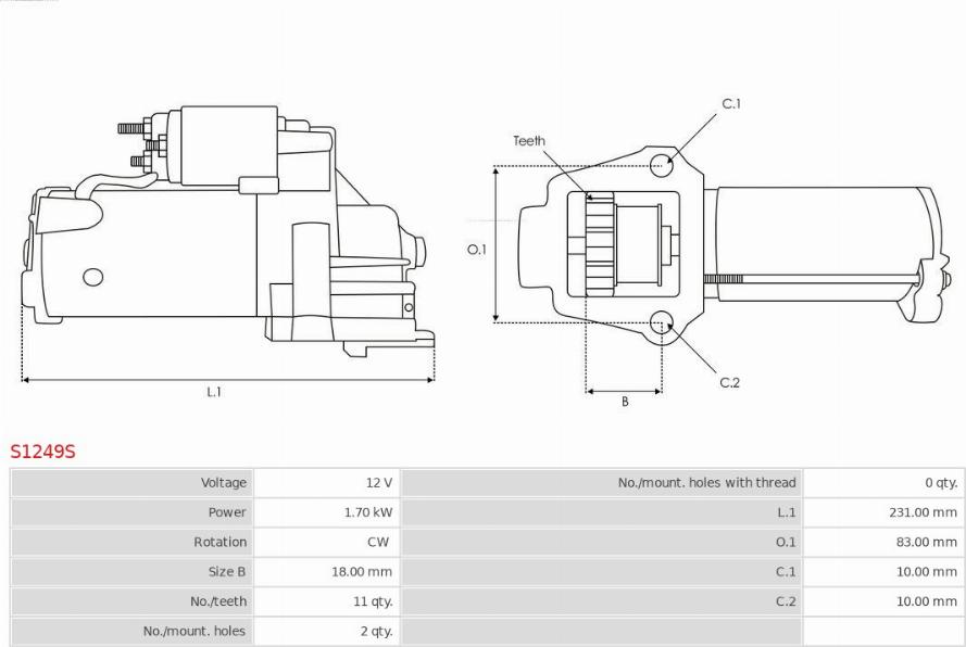 AS-PL S1249S - Démarreur cwaw.fr