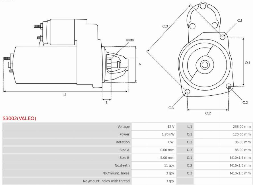 AS-PL S3002(VALEO) - Démarreur cwaw.fr