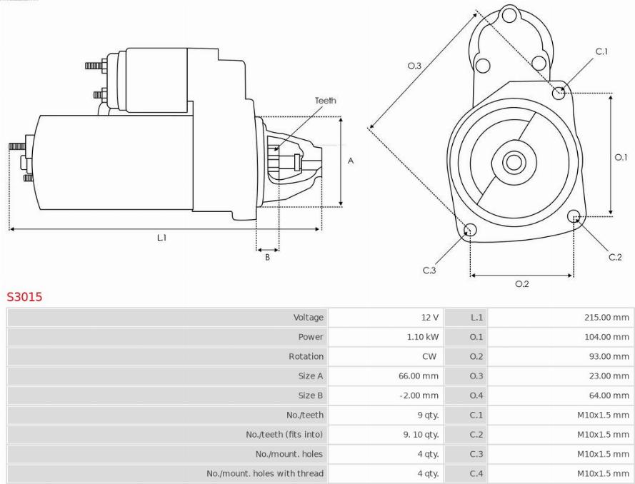 AS-PL S3015 - Démarreur cwaw.fr