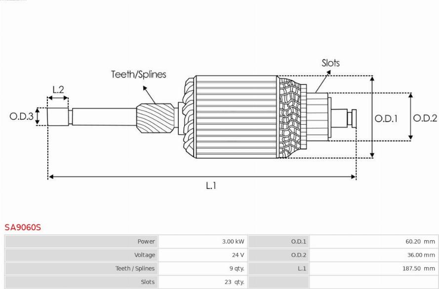 AS-PL SA9060S - Induit, démarreur cwaw.fr