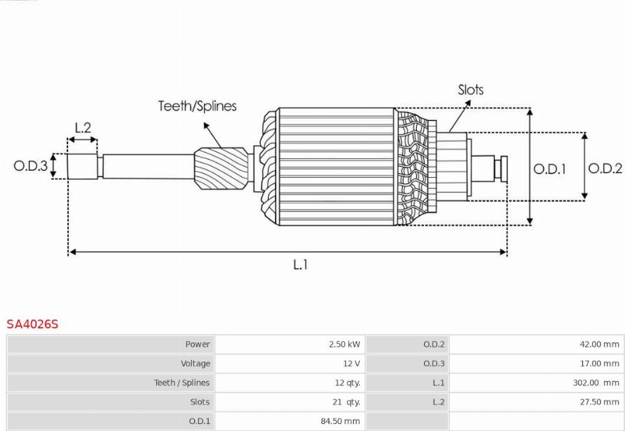 AS-PL SA4026S - Induit, démarreur cwaw.fr