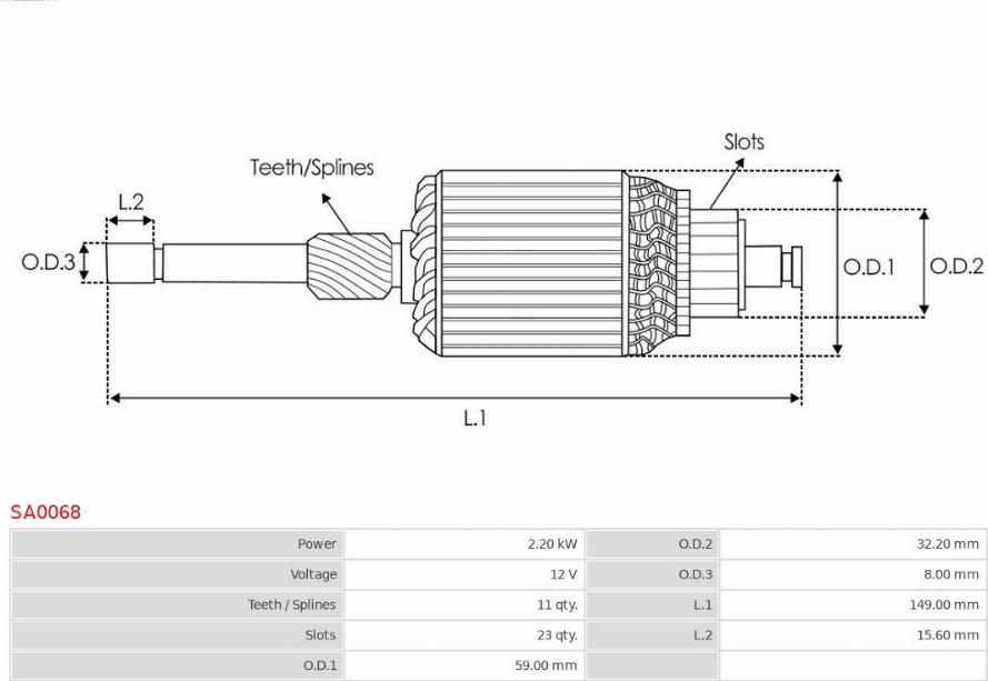 AS-PL SA0068 - Induit, démarreur cwaw.fr