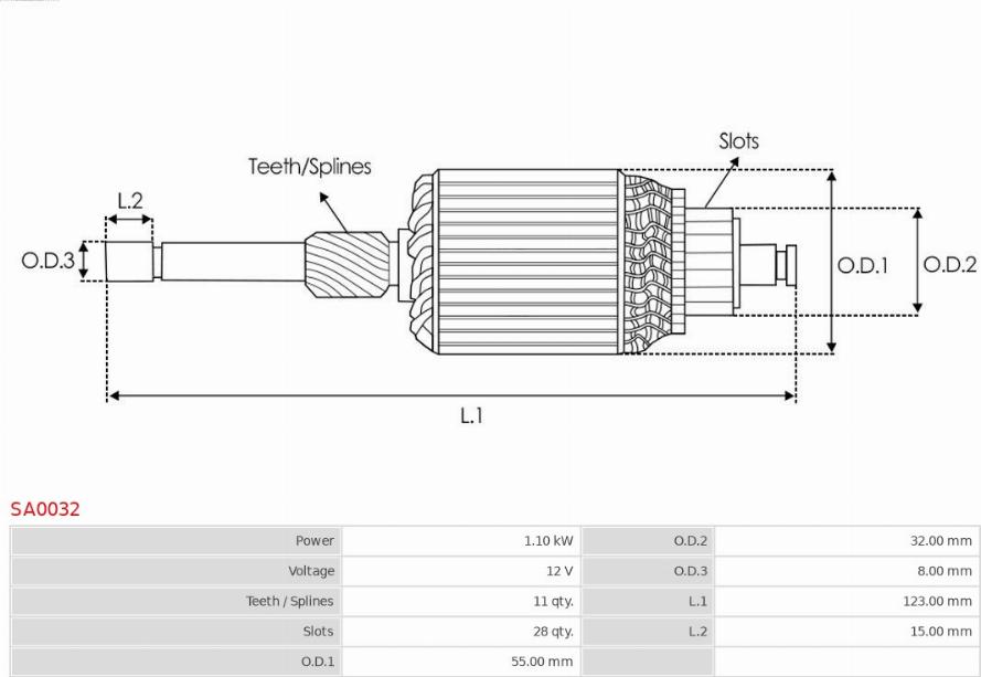 AS-PL SA0032 - Induit, démarreur cwaw.fr