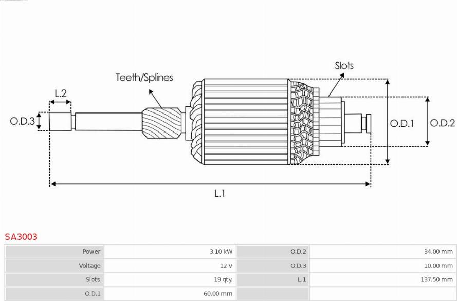 AS-PL SA3003 - Induit, démarreur cwaw.fr