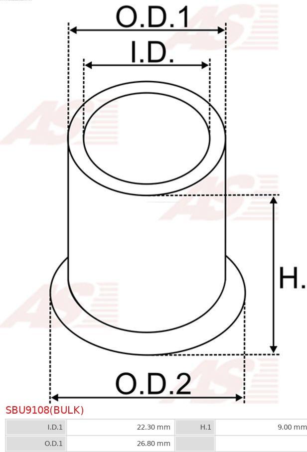 AS-PL SBU9108(BULK) - Douille, arbre de démarreur cwaw.fr