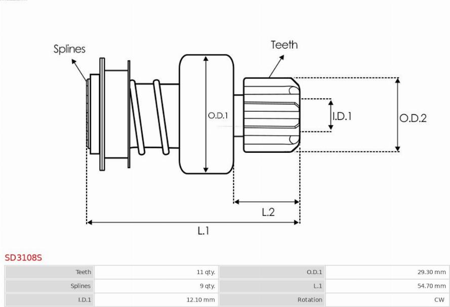 AS-PL SD3108S - Pignon, démarreur cwaw.fr