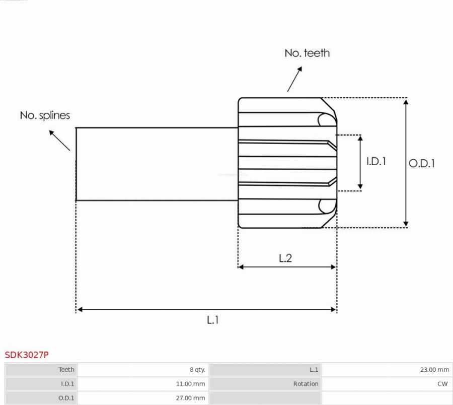 AS-PL SDK3027P - Pignon, démarreur cwaw.fr