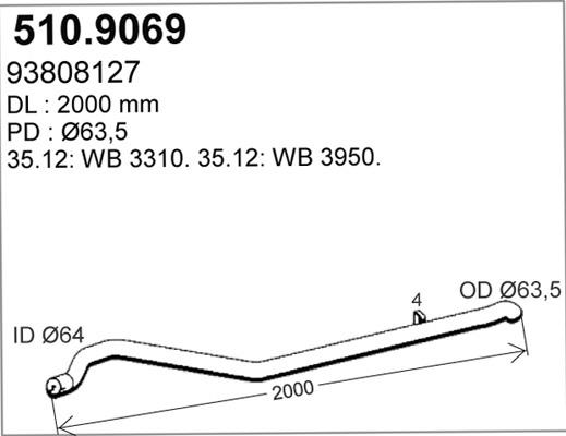 ASSO 510.9069 - Tuyau d'échappement cwaw.fr